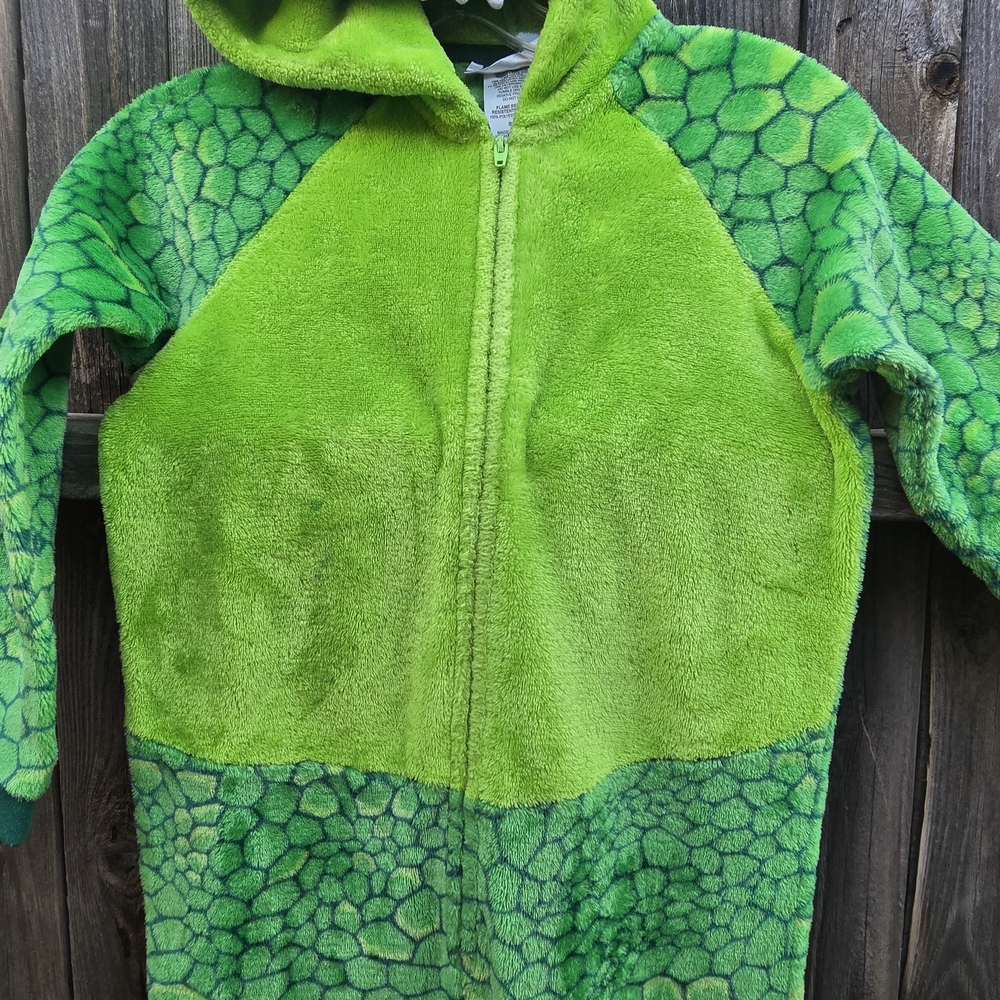 Saint Eve Dino Green Dinosaur Youth Kids One Piece Blanket Sleeper Size 7-8 - Picture 9 of 12